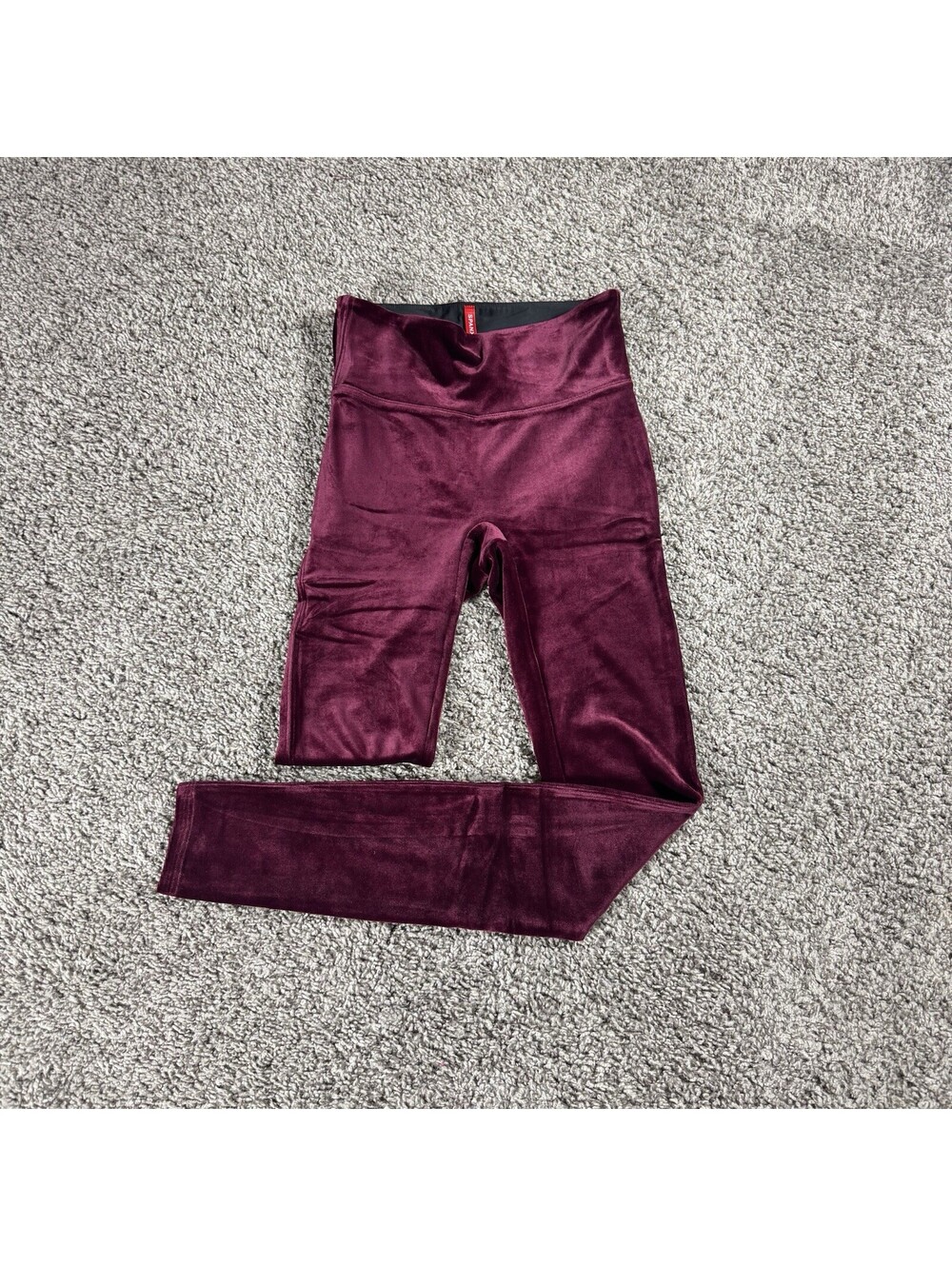Spanx Womens Velvet Leggings Burgundy High Waisted Wine Red Small S